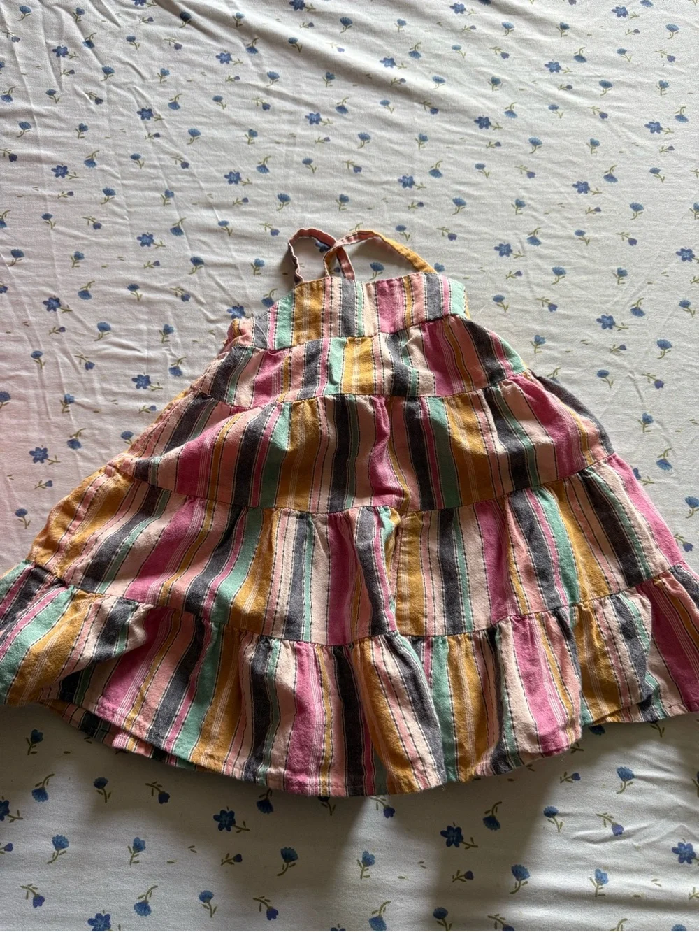 Cat & Jack Striped Multicolor Tiered Sundress - Pink, Yellow, Green, Blue